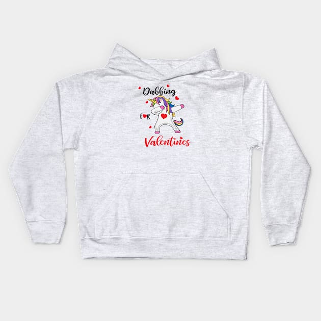 Valentines Shirt, Dabbing Unicorn Heart, Gift and Décor Idea Kids Hoodie by Parin Shop